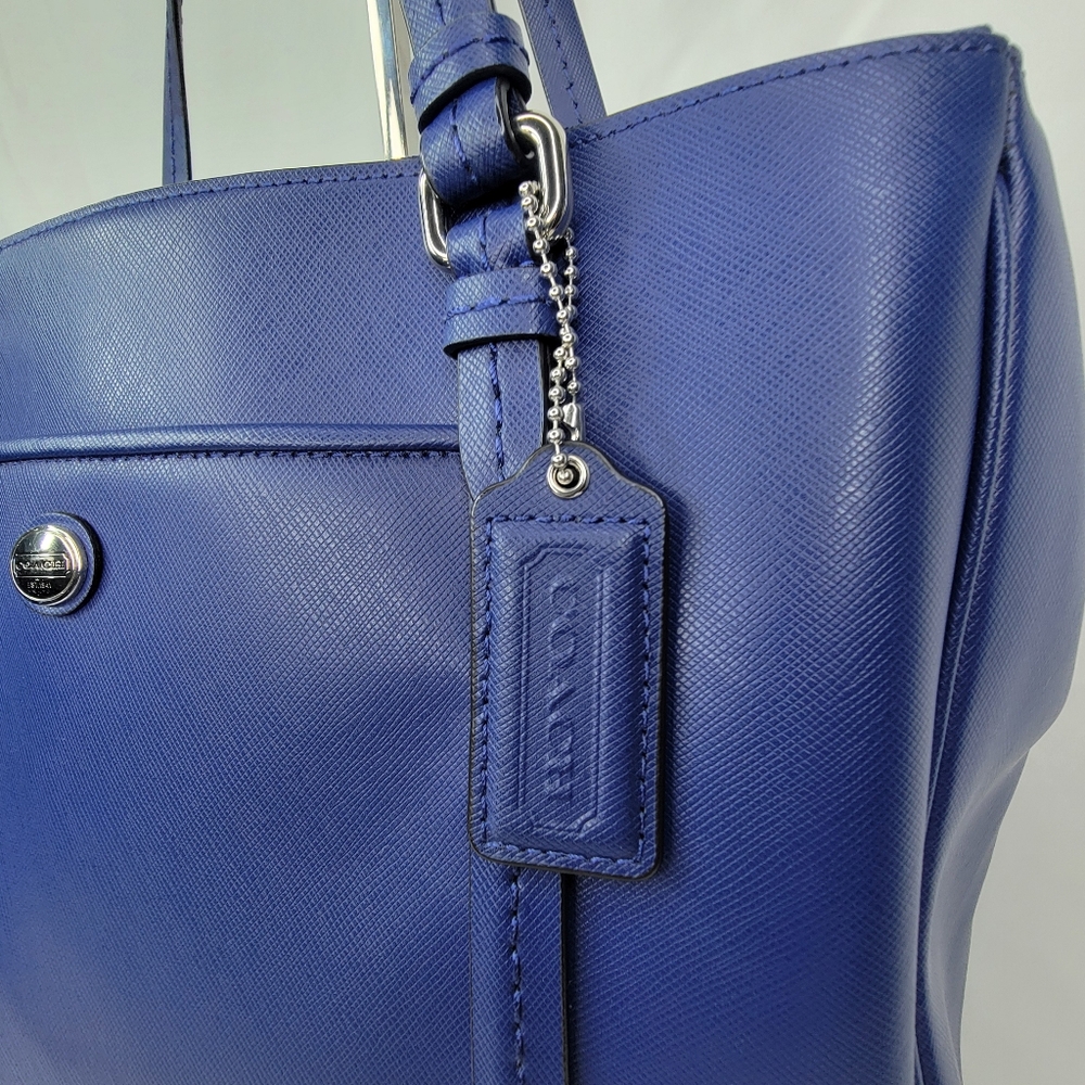 NEVER USED!! Elegant COACH Blue Leather Tote Bag - Picture 3 of 16
